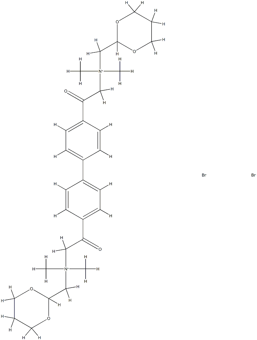 N,N'-((1,1'-Biphenyl)-4,4'-diylbis(2-oxo-2,1-ethanediyl))bis(N,N-dimethyl-1,3-dioxane-2-methanaminium, dibromide Struktur