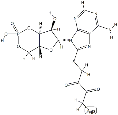 8-((4-bromo-2,3-dioxobutyl)thio)-adenosine 3',5'-cyclic monophosphate Struktur