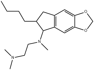 2-(n-butyl)-1-(N-methyl-N-(2-(N',N'-dimethylamino)ethyl)amino)-5,6-methylenedioxyindane Struktur