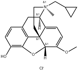 17-(Cyclopropylmethyl)-6,7,8,14-tetradehydro-4,5-epoxy-3-hydroxy-6-methoxy-17-methylmorphinanium Chloride Struktur