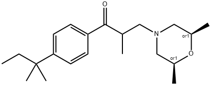 1-Propanone,3-[(2R,6S)-2,6-diMethyl-4-Morpholinyl]-1-[4-(1,1-diMethylpropyl)phenyl]-2-Methyl-, rel- Struktur