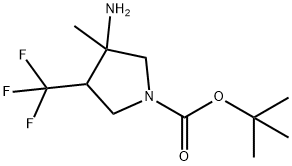 3-Amino-3-methyl-4-trifluoromethyl-pyrrolidine-1-carboxylic acid tert-butyl ester Struktur