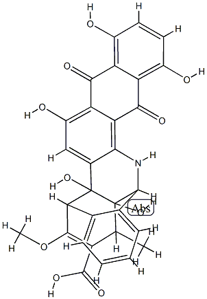 9,8,14-[1]Buten[1]yl[4]ylideneanthra[1,2-b]benz[f]azocine-19-carboxylicacid,5,8,9,14,15,16-hexahydro-1,4,6,8,17-pentahydroxy-20-methoxy-18-methyl-5,16-dioxo-,(8R,9S,14S,17S,18S)- (9CI) Struktur