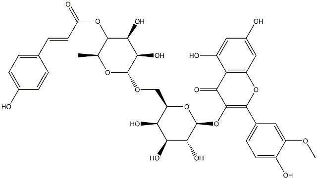 isorhamnetin 3-O-beta-(4'''-4-coumaroyl-alpha-rhamnosyl(1-6)galactoside) Struktur