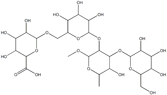 alpha-L-Mannopyranoside, methyl O-beta-D-glucopyranosyl-(1-3)-O-(O-bet a-D-glucopyranuronosyl-(1-6)-alpha-D-glucopyranosyl-(1-2))-6-deoxy- Struktur