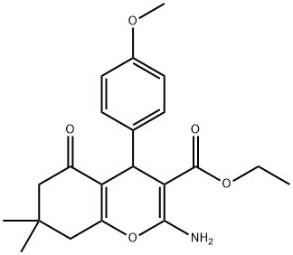 ethyl 2-amino-4-(4-methoxyphenyl)-7,7-dimethyl-5-oxo-5,6,7,8-tetrahydro-4H-chromene-3-carboxylate Struktur