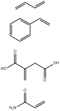 Butanedioic acid, methylene-, polymer with 1,3-butadiene, ethenylbenzene and 2-propenamide, ammonium salt Struktur