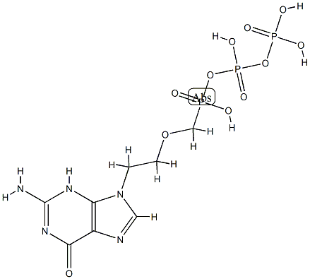 Diphosphoric acid,monoanhydride with[[2-(2-amino-1,6-dihydro-6-oxo-9H-purin-9-yl)ethoxy]methyl]phosphonic acid(9CI) Struktur