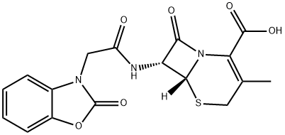 7-(2-benzoxazolon-3-ylacetamido)desacetoxycephalosporanic acid Struktur