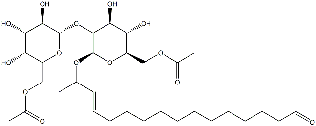 16-(2'-O-glucopyranosylglucopyranosyloxy)hexadecanoic acid 1',4''-lactone 6',6''-diacetate Struktur