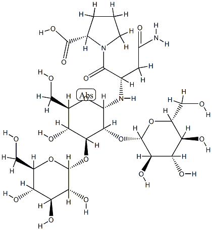 O-Glucopyranosyl-(1-6)-O-glucopyranosyl-(1-6)-1-N-(aspart-1-oyl-prolin e-4-oyl)glucopyranosylamine Struktur