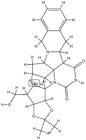 5,6,7,7a,9,10,14b,14c-octahydro-4-(2,3-O-(1-methylethylidene)-ribofuranosyl)cyclopenta(4,5)pyrimido(5',4':3,4)pyrrolo(2,1-a)isoquinoline-1,3(2H,4H)-dione Struktur