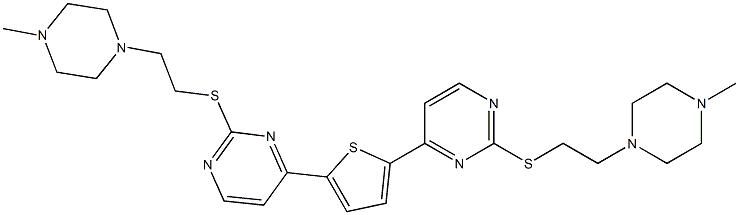 2,5-Bis(2'-((2''-(N-methylpiperazino)ethyl)thio)pyrimidin-4'-yl)thiophene tetrahydrobromide Struktur