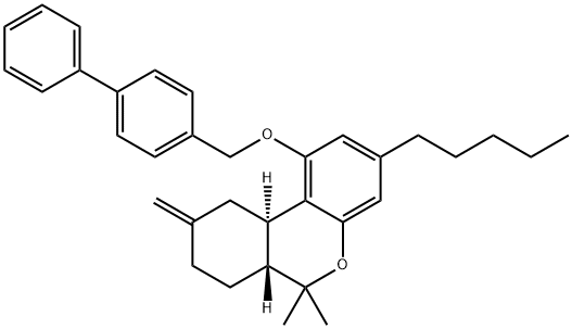 (6aR)-1-(4-Biphenylylmethoxy)-6aβ,7,8,9,10,10aα-hexahydro-6,6-dimethyl-9-methylene-3-pentyl-6H-dibenzo[b,d]pyran Struktur