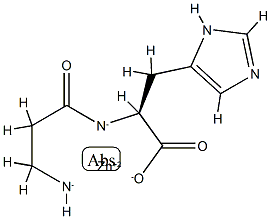 2-[(3-azanidyl-1-oxido-propylidene)amino]-3-(3H-imidazol-4-yl)propanoa te: zinc(+2) cation Struktur