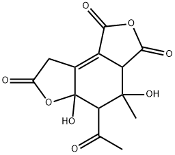 2-Cyclohexene-1,2-dicarboxylic anhydride, 5-acetyl-3- (carboxymethyl)- 4,4,6-trihydroxy-6-methyl-, .gamma.-lactone Struktur