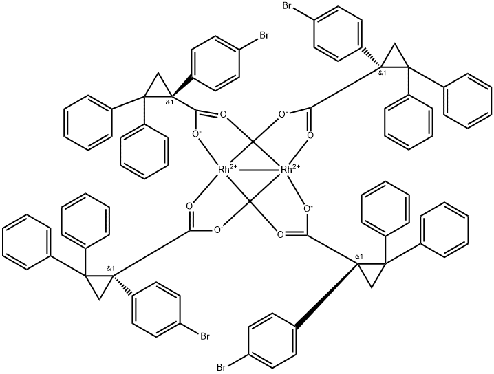 Tetrakis[(R)-(-)-[(1R)-1-(4-broMophenyl)-2,2-diphenylcyclopropanecarboxylato]dirhodiuM(II) Rh2(R-BTPCP)4 Struktur