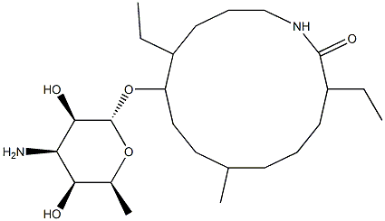 10-[(3-Amino-3,6-dideoxy-α-L-talopyranosyl)oxy]-3,11-diethyl-7-methyl-1-azacyclotetradecan-2-one Struktur