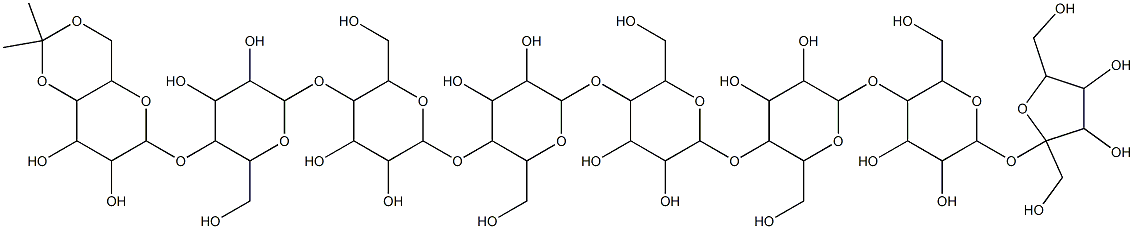 O-(4,6-O-Isopropylidene-alpha-glucopyranosyl)-(1-4)-(O-alpha-glucopyra nosyl-(1-4))(5)-O-alpha-glucopyranosyl-(1-2)-alpha-fructofuranoside Struktur