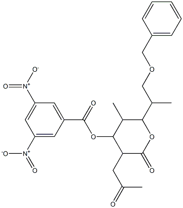 2,4,6-trideoxy-4,6-dimethyl-2-(2-oxopropyl)-7-O-(phenylmethyl)-glycero-manno-heptono-1,5-lactone 3-(3,5-dinitrobenzoate) Struktur