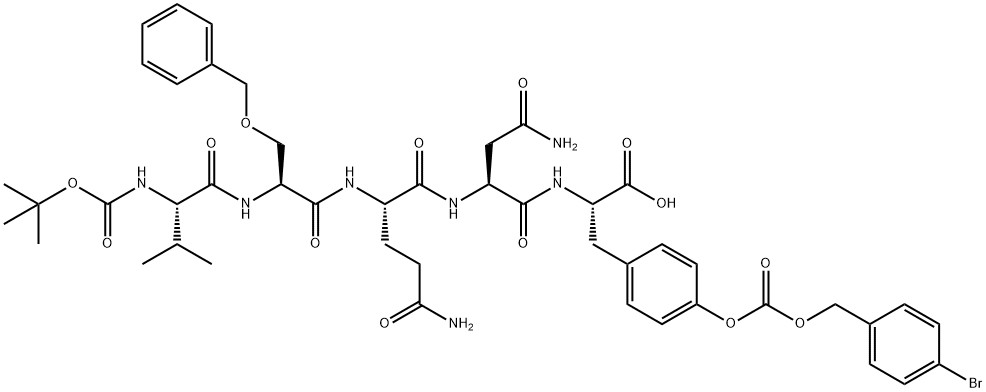 tert-butyloxycarbonyl-valyl-benzylseryl-glutaminyl-asparaginyl-(BrZ)tyrosine Struktur