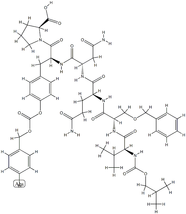 tert-butyloxycarbonyl-valyl-(benzyl)seryl-glutaminyl-asparaginyl-(BrZ)tyrosyl-proline Struktur