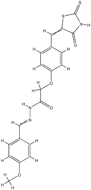 N-[(4-methoxyphenyl)methylideneamino]-2-[4-[(E)-(4-oxo-2-sulfanylidene -thiazolidin-5-ylidene)methyl]phenoxy]acetamide Struktur