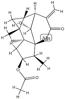 (2S,7aα,8bβ,9R)-2,3,6,7,7a,8,8a,8b-Octahydro-2α-acetoxy-3α,8aα-dimethyl-6-methylene-9-hydroxy-3aβ,7β-methano-3aH-cyclopenta[b]cyclopropa[d]oxocin-5(1H)-one Struktur