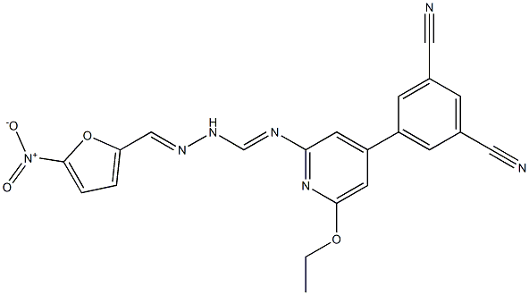 N(2)-(5-nitrofurfurylidene)formohydrazide-4-(3,5-dicyanophenyl)-6-ethoxy-2-pyridylimide Struktur