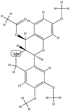 (6aS)-5,6aβ,7,12aα-Tetrahydro-2,3,10-trimethoxy[2]benzopyrano[4,3-b][1]benzopyran-7β-ol acetate Struktur