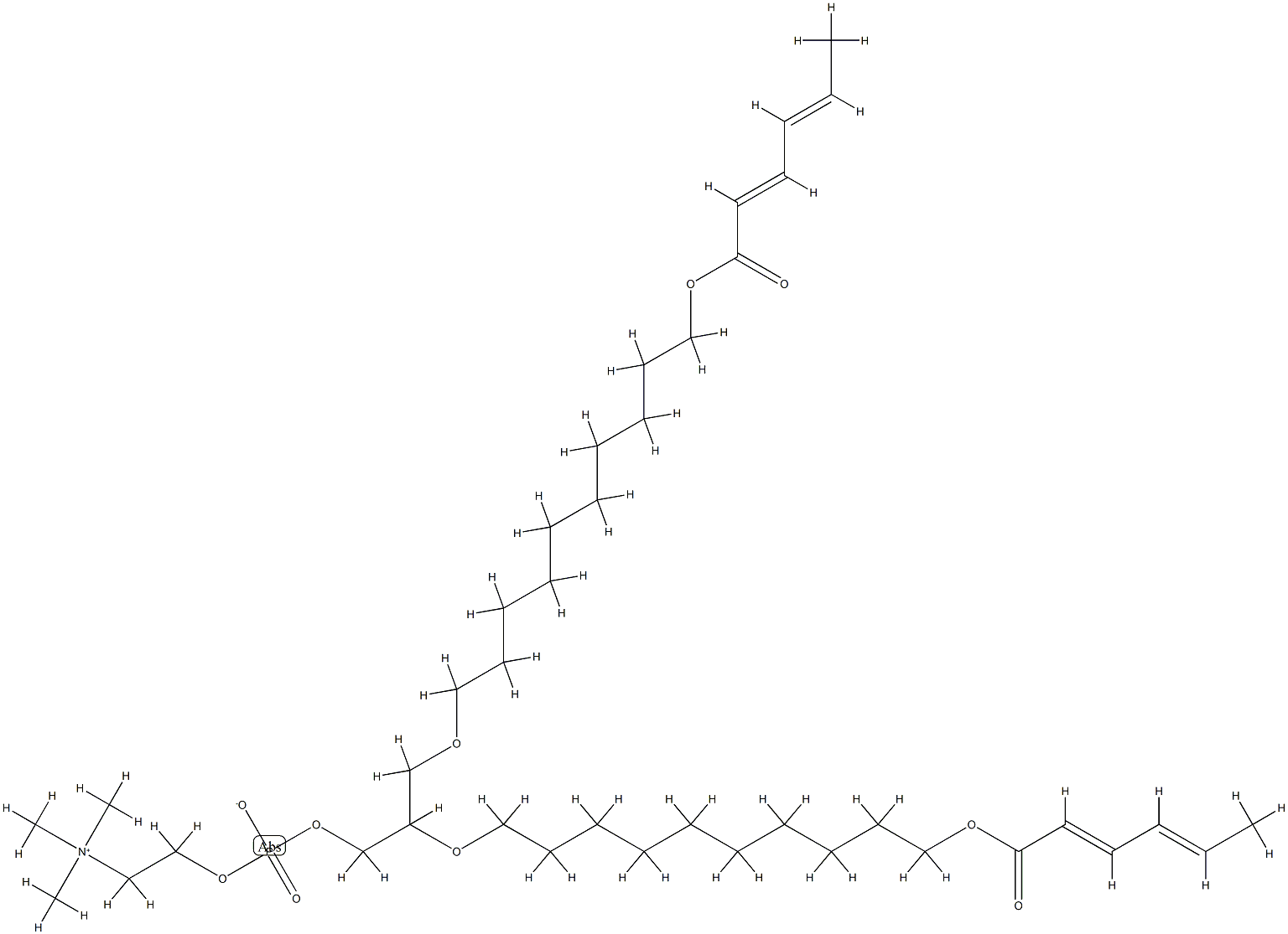 1,2-bis(10-(2',4'-hexadienoyloxy)decyl)glycero-3-phosphocholine Struktur