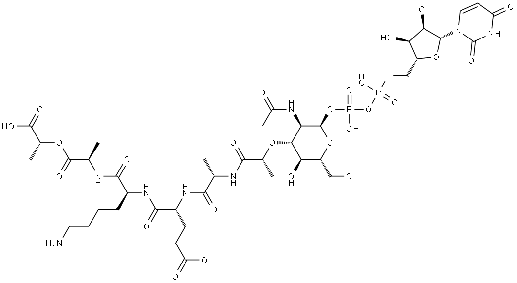 Udp-N-acetylmuramyl-ala-glu-lys-ala-lactate Struktur