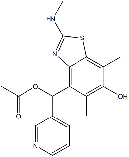 4-Benzothiazolemethanol,  6-hydroxy-5,7-dimethyl-2-(methylamino)--alpha--3-pyridinyl-,  -alpha--acetate  (9CI) Struktur