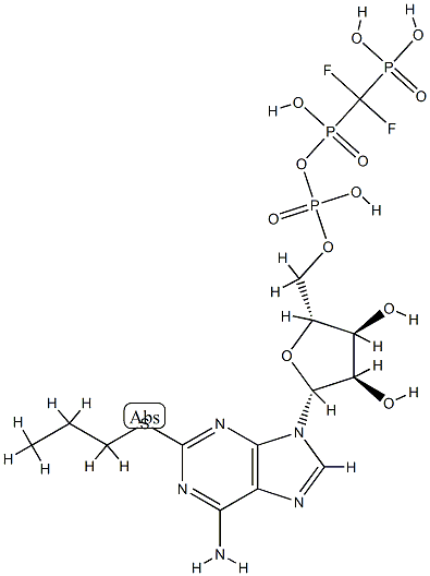 2-(Propylthio)adenosine-5'-O-(β,γ-difluoromethylene)triphosphatetetrasodiumsalt Struktur