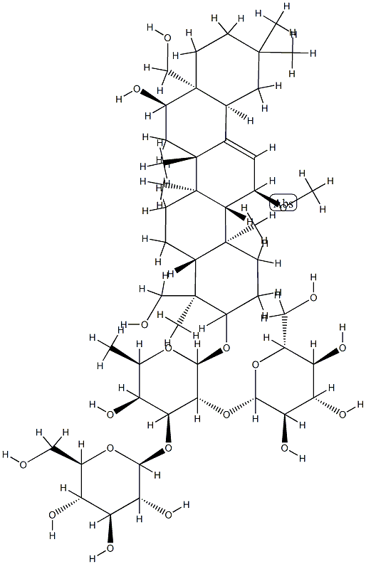 (2S,3R,4S,5R,6R)-2-[(2S,3R,4S,5S,6R)-2-[[(4R,4aR,6aR,6bS,8R,8aS,12aR,1 4S,14aS,14bS)-8-hydroxy-4,8a-bis(hydroxymethyl)-14-methoxy-4,6a,6b,11, 11,14b-hexamethyl-1,2,3,4a,5,6,7,8,9,10,12,12a,14,14a-tetradecahydropi cen-3-yl]oxy]-5-hydroxy-6-methyl-4-[(2S,3R,4S,5R,6R)-3,4,5-trihydroxy- 6-(hydroxymethyl)oxan-2-yl]oxy-oxan-3-yl]oxy-6-(hydroxymethyl)oxane-3, 4,5-triol Struktur