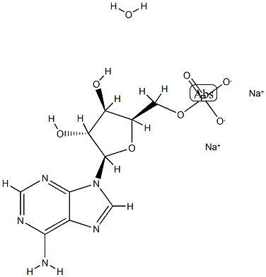 Sodium ((2R,3S,4R,5R)-5-(6-amino-9H-purin-9-yl)-3,4-dihydroxytetrahydrofuran-2-yl)methyl phosphate hydrate(2:1:x) Struktur