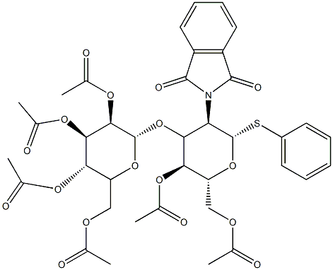 beta-D-Glucopyranoside, phenyl 2-deoxy-2-(1,3-dihydro-1,3-dioxo-2H-iso indol-2-yl)-3-O-(2,3,4,6-tetra-O-acetyl-beta-D-galactopyranosyl)-1-thi o-, 4,6-diacetate Struktur