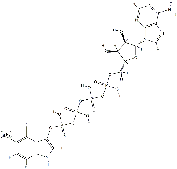 5-bromo-4-chloro-3-indolyltetraphospho-5'-adenosine Struktur