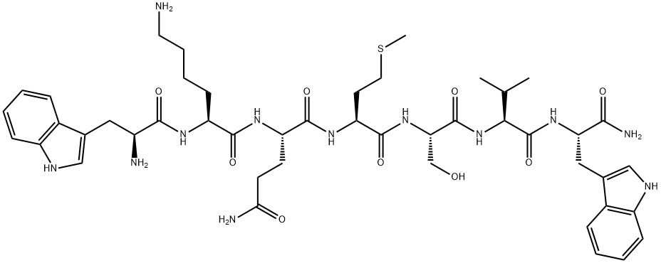 H-tryptophyl-lysyl-glutaminyl-methionyl-seryl-valyl-tryptophylamide Struktur