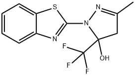 1-(1,3-benzothiazol-2-yl)-3-methyl-5-(trifluoromethyl)-4,5-dihydro-1H-pyrazol-5-ol Struktur