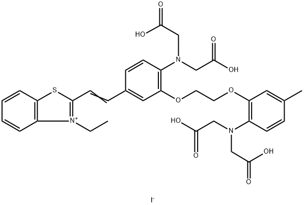 1-(5-(2-(2-N-ethylbenzothiazolinium)ethenyl)-2-aminophenoxy)-2-(2-amino-5-methylphenoxy)ethane-N,N,N',N'-tetraacetic acid Struktur