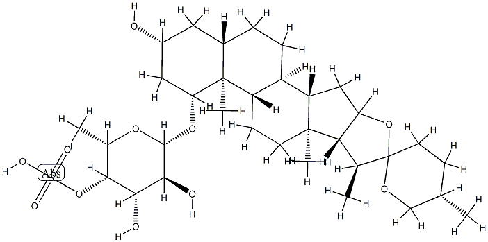 1-O-(fucopyranosyl-(4'-sulfate))-5-spirostane-1,3-diol Struktur