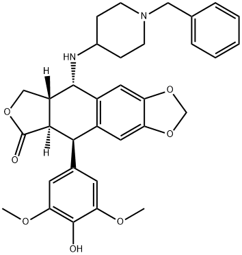 4'-O-demethyl-4-((4''-(1''-benzylpiperidinyl))amino)-4-desoxypodophyllotoxin Struktur