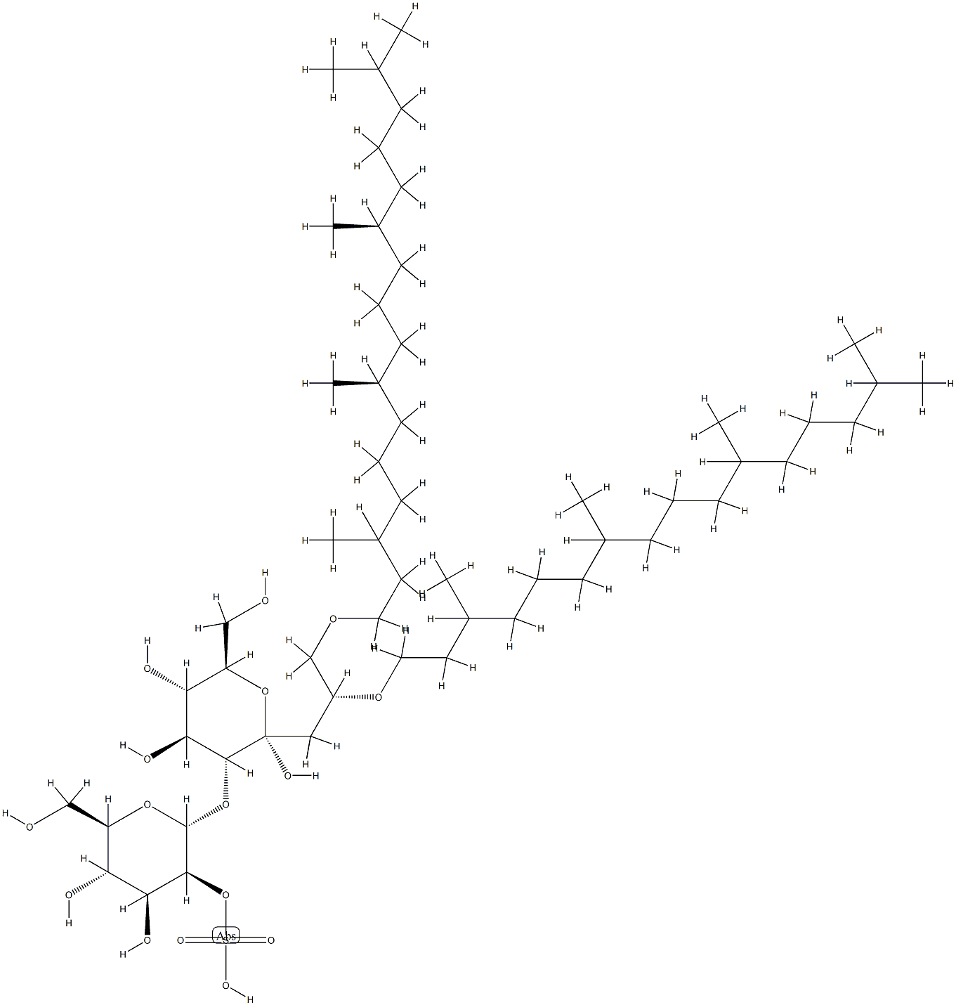 2,3-di-O-phytanyl-1-O-(mannopyranosyl-(2-sulfate)-(1-2)-glucopyranosyl)-sn-glycerol Struktur