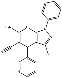 6-amino-3-methyl-1-phenyl-4-(3-pyridinyl)-1,4-dihydropyrano[2,3-c]pyrazole-5-carbonitrile Struktur