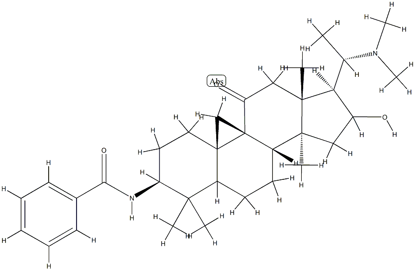 N-[(20S)-20-(Dimethylamino)-16β-hydroxy-4,4,14-trimethyl-11-oxo-9,19-cyclo-5α-pregnan-3β-yl]benzamide Struktur