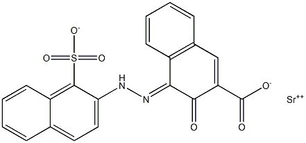 3-Hydroxy-4-[(1-sulfo-2-naphthalenyl)azo]-2-naphthalene carboxylic acid, strontium salt(1:1) Struktur