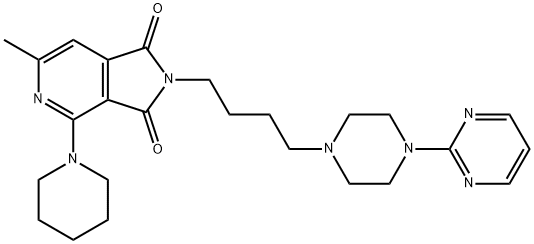 4-methyl-2-(1-piperidyl)-8-[4-(4-pyrimidin-2-ylpiperazin-1-yl)butyl]-3 ,8-diazabicyclo[4.3.0]nona-2,4,10-triene-7,9-dione Struktur