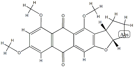 (3aS)-2,3,3aα,12aα-Tetrahydro-4,6,8-trimethoxyanthra[2,3-b]furo[3,2-d]furan-5,10-dione Struktur