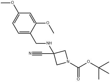 tert-butyl 3-cyano-3-((2,4-dimethoxybenzyl)amino)azetidine-1-carboxylate(WXC05264) Struktur